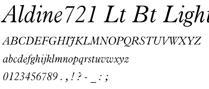 Aldine721 Lt BT Light Italic font