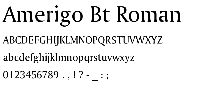 Amerigo BT Roman font