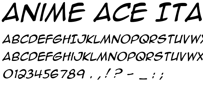 Anime Ace Italic font