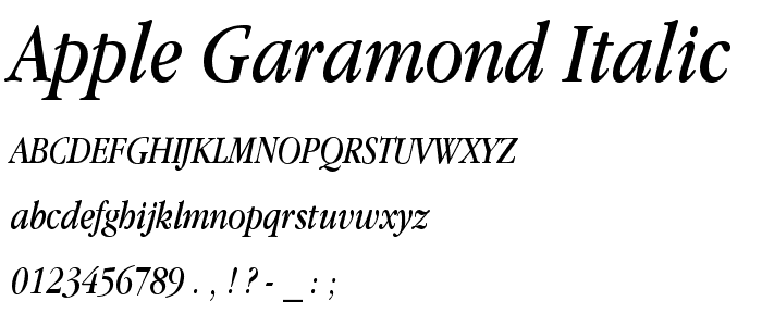 Apple Garamond Italic font