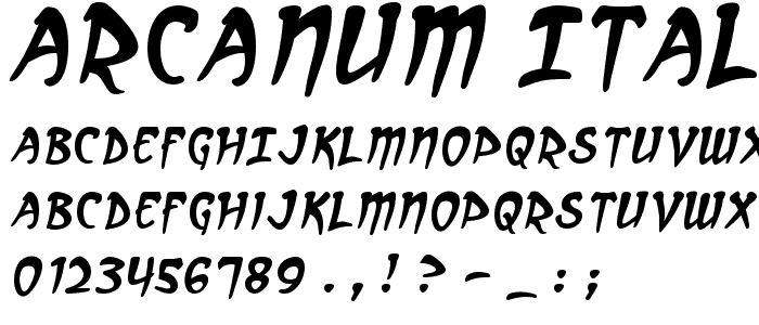 Arcanum Italic font