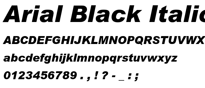 Arial Black Italic font