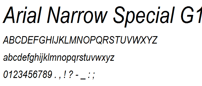 Arial Narrow Special G1 Italic font