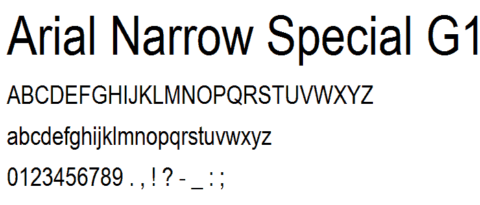 Arial Narrow Special G1 font