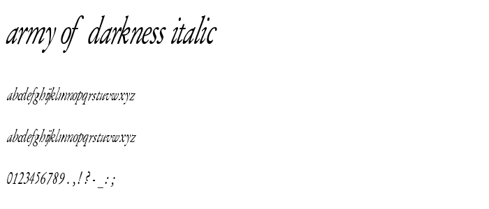 Army of Darkness Italic font