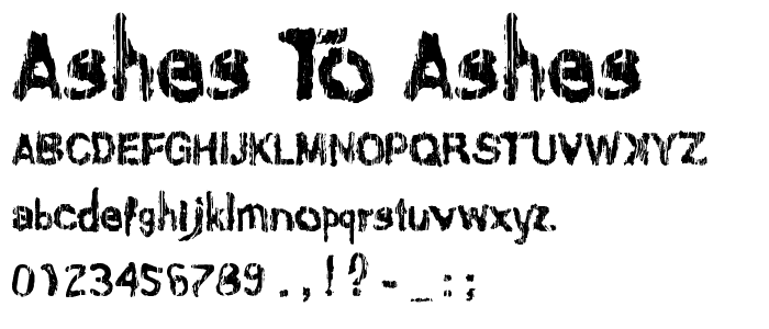 Ashes To Ashes font