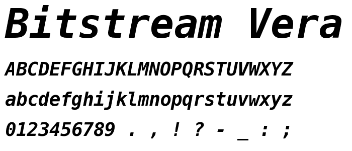 Bitstream Vera Sans Mono Bold Oblique font