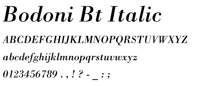 Bodoni BT Italic font