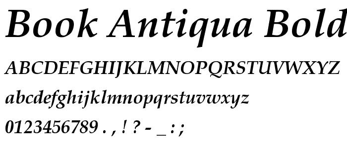 Book Antiqua Bold Italic font