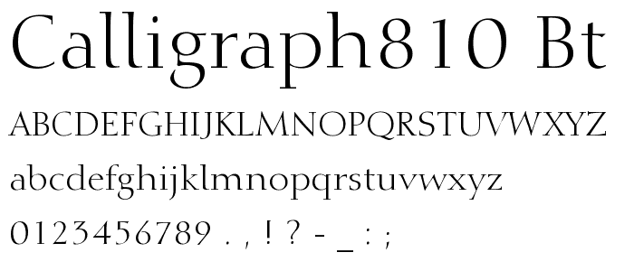 Calligraph810 BT Roman font