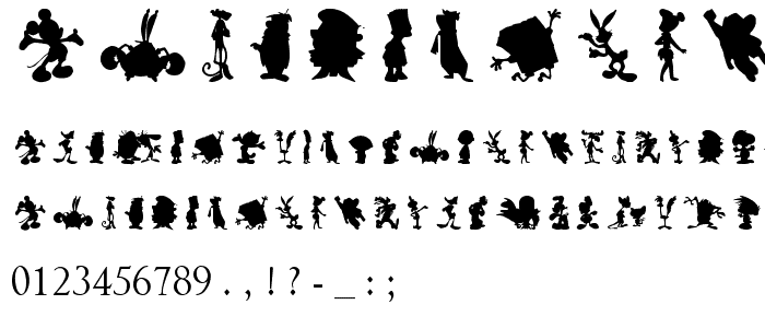 Cartoon Silhouettes font