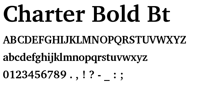 Charter Bold BT font