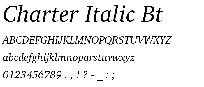 Charter Italic BT font