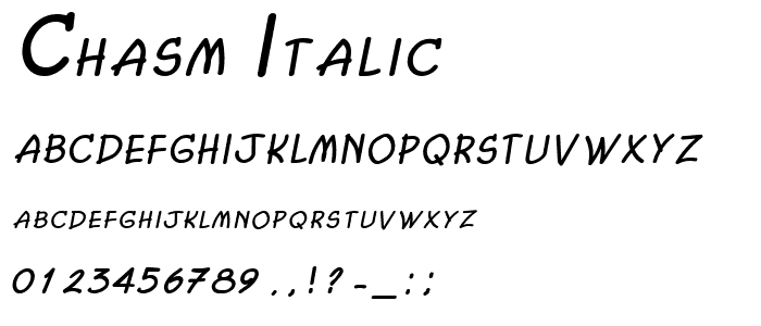 Chasm Italic font