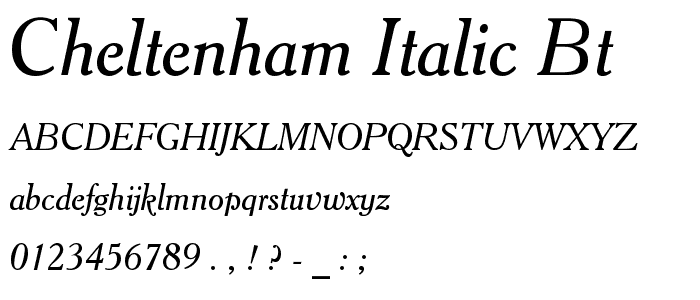 Cheltenham Italic BT font