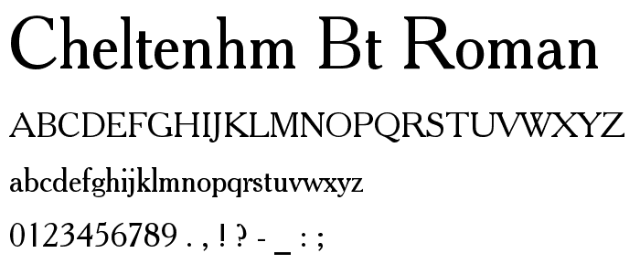 Cheltenhm BT Roman font