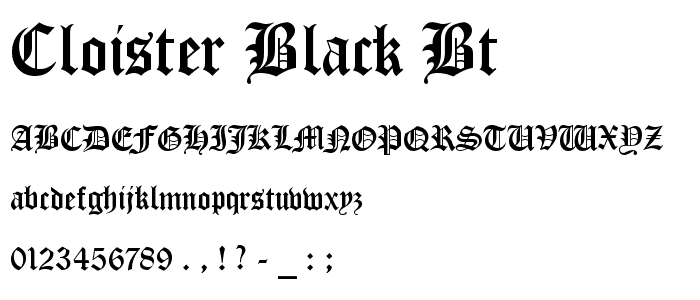 Cloister Black BT font