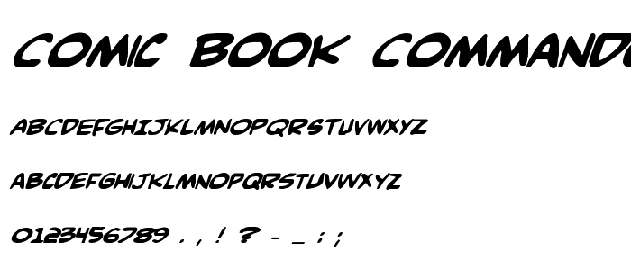 Comic Book Commando Bold Italic font