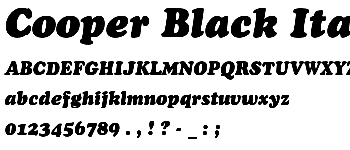 Cooper Black Italic Headline BT font