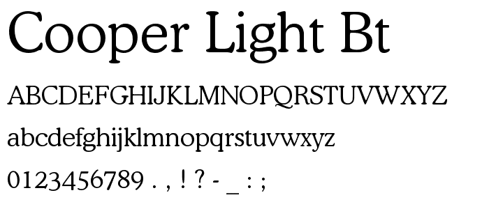 Cooper Light BT font