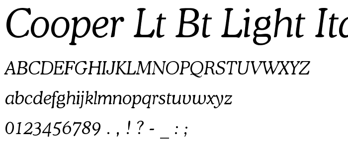 Cooper Lt BT Light Italic font