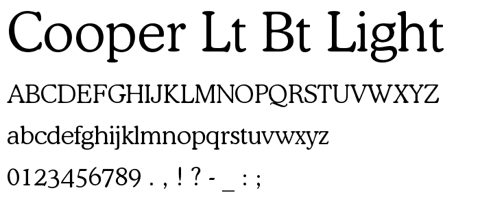 Cooper Lt BT Light font