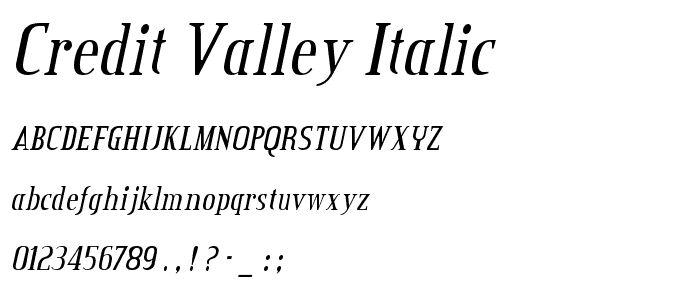 Credit Valley Italic font