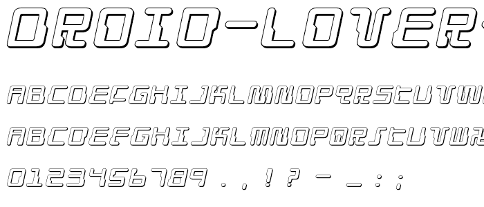 Droid Lover 3D Expanded Italic font