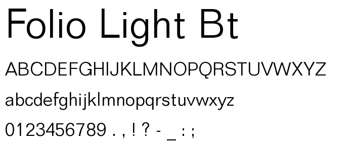 Folio Light BT font