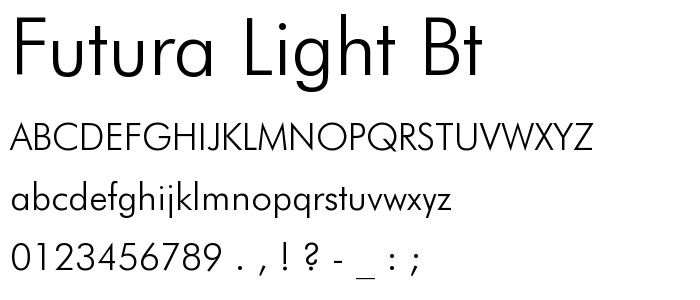 Futura Light BT font