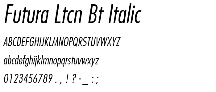 Futura LtCn BT Italic font