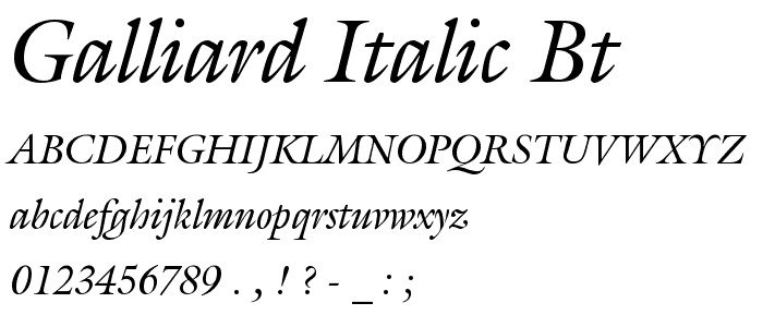 Galliard Italic BT font