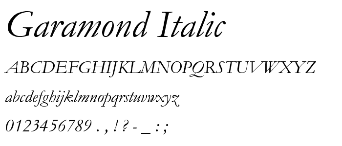 Garamond Italic font