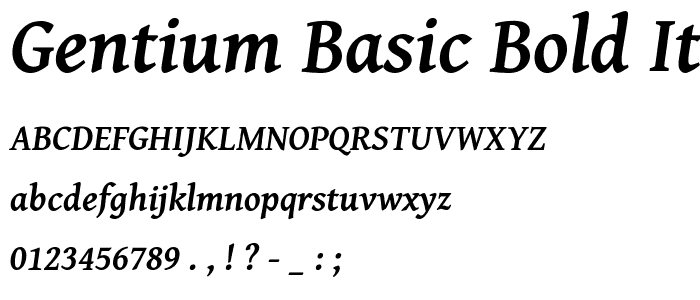 Gentium Basic Bold Italic font