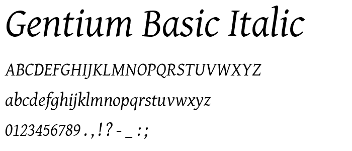 Gentium Basic Italic font