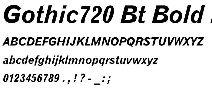 Gothic720 BT Bold Italic font