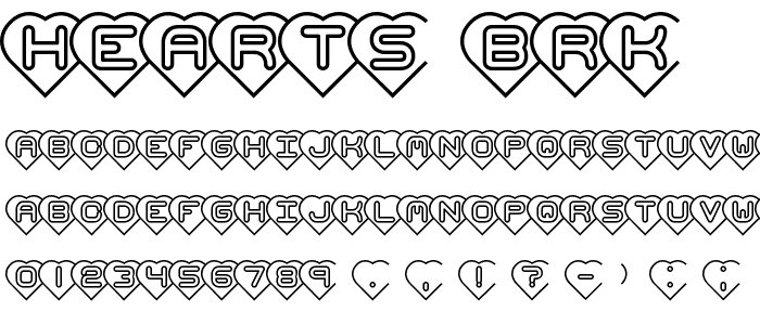 Hearts BRK font