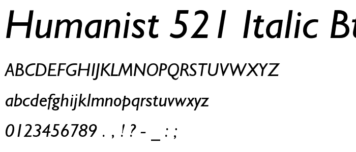 Humanist 521 Italic BT font