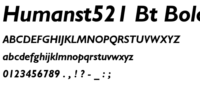 Humanst521 BT Bold Italic font