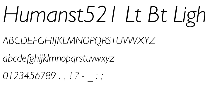 Humanst521 Lt BT Light Italic font