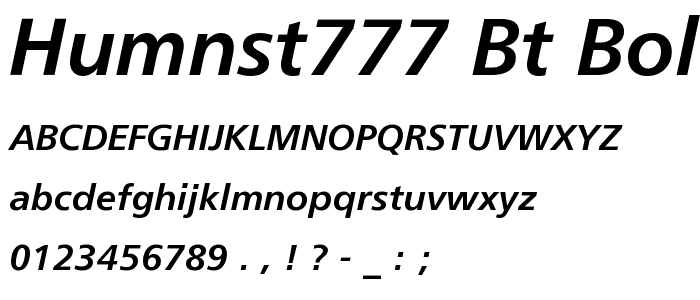 Humnst777 BT Bold Italic font