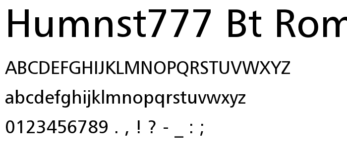 Humnst777 BT Roman font