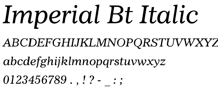 Imperial BT Italic font