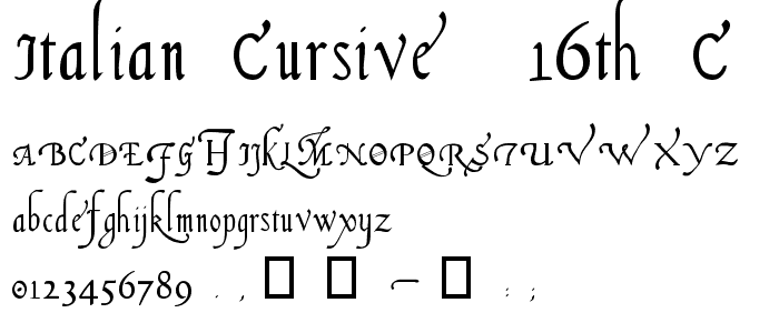 Italian Cursive, 16th c. font