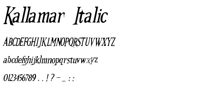 Kallamar  Italic font