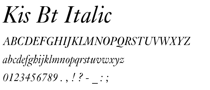 Kis BT Italic font