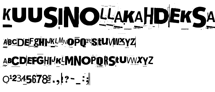 Kuusinollakahdeksan font