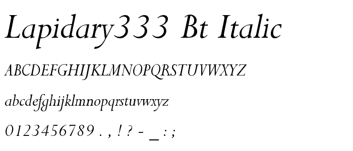 Lapidary333 BT Italic font