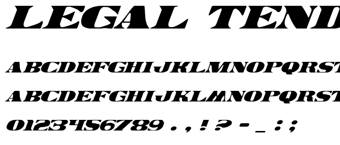 Legal Tender Italic font