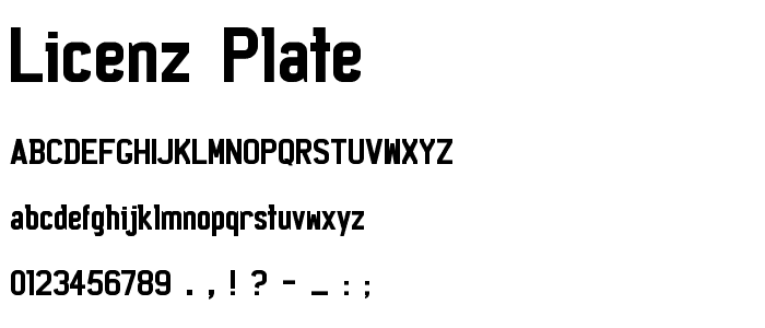 Licenz Plate font